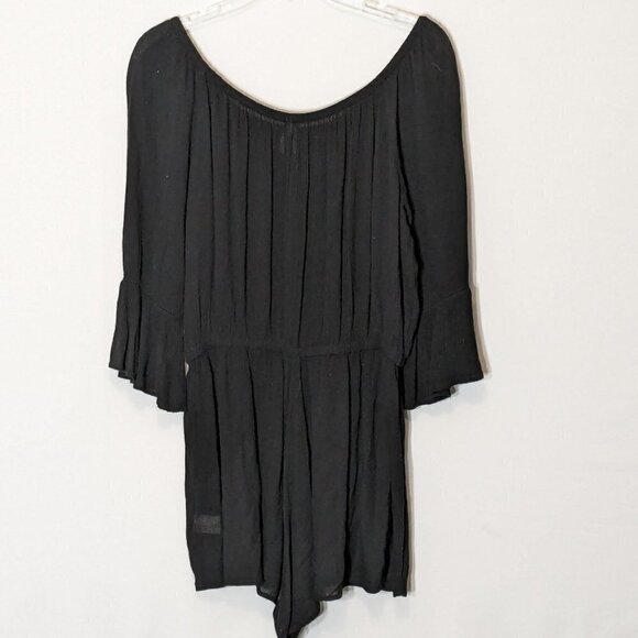 Women's "MUDD" Short Black Chiffon Pull-On Romper; 3/4 Sleeves; Size S - Picture 2 of 7